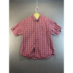 Carhartt Button Up Shirt Mens Large Plaid Short Sleeve Loose Fit Workwear